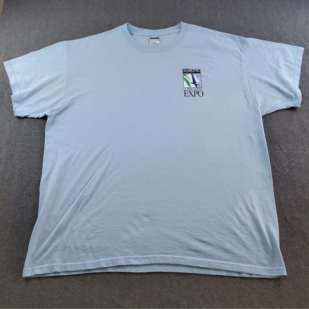 Vintage Jerzees Sebring Us Sport Aviation Tshirt Men's Size 2XL Blue atc
